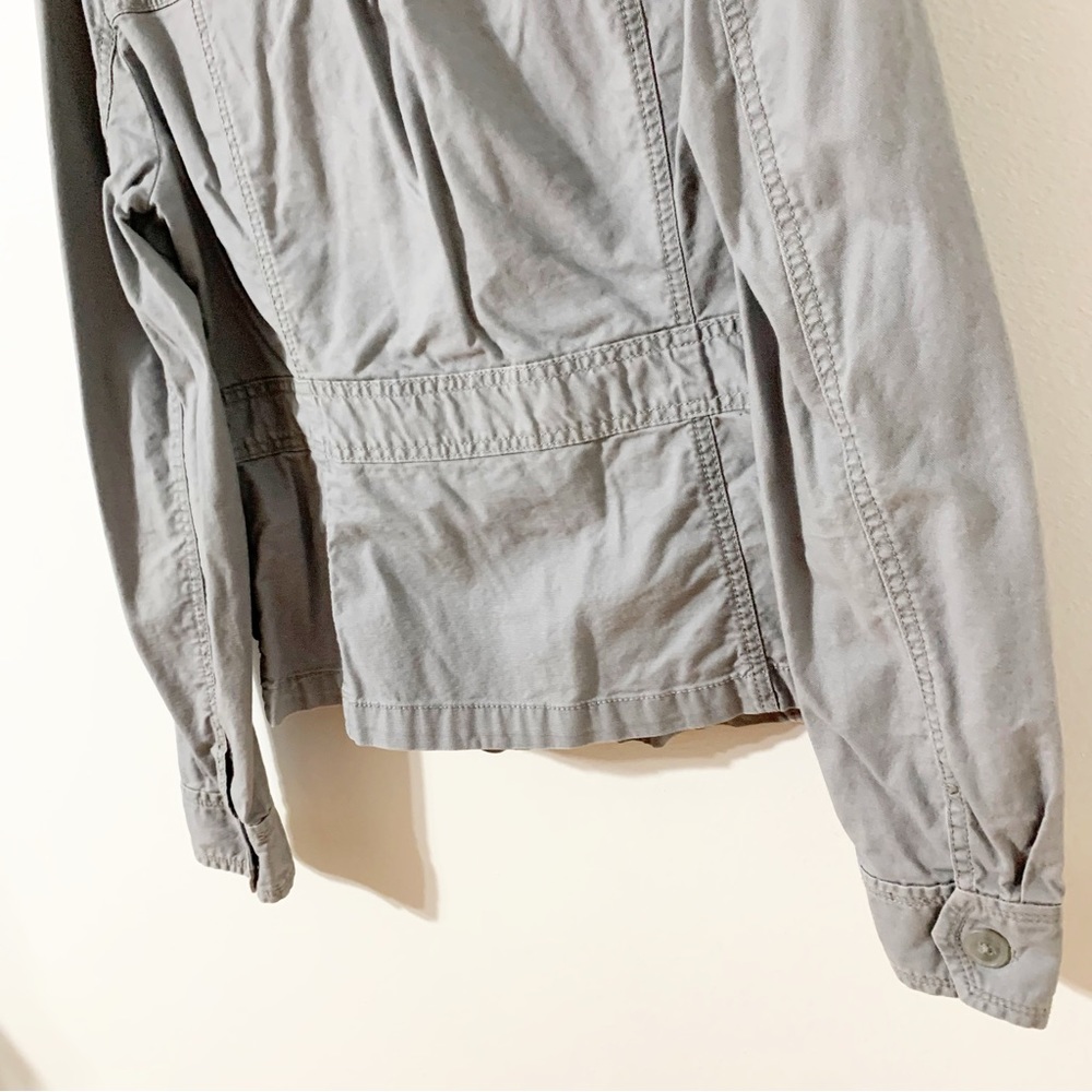 Ann Taylor LOFT Button Front Cotton Jacket Pockets Long Sleeves Puffed Shoulders - Picture 6 of 12